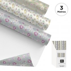 Papel de Regalo Flores x3...