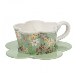 Taza con Plato Flores 330...