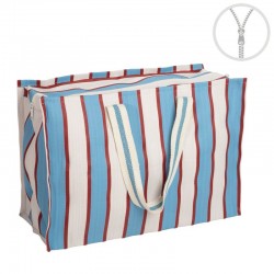 Bolso de Tela Rayas Azul...