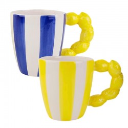 Taza Cerámica Rayas x2 Asa...