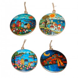 Colgante Casitas x4 Metal...