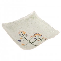 Plato Cuadrado Gres Flores...