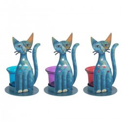 Portavelas Gato x3 Metal...