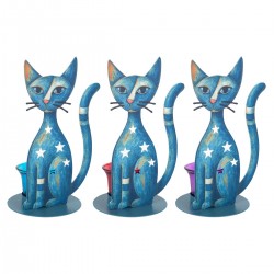 Portavelas Gato x3 Metal...