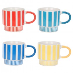 Tazas Cerámica Rayas x4...