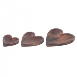 Bandejas Corazón Madera x3...