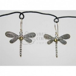 Pendiente filigrana libélula citrino