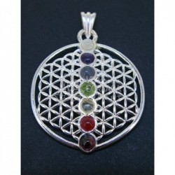 Colgante Flor de la Vida con Minerales de los Chakras (Ba?o de Plata)