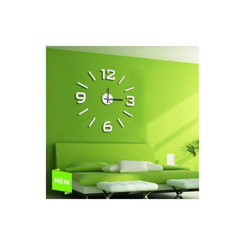 Reloj De Pared Numeros Adhesivos Blanco