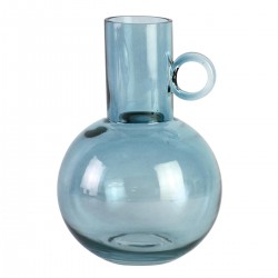 Jarrón de Cristal Azul con...