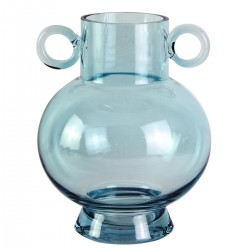 Jarrón de Cristal Azul con...
