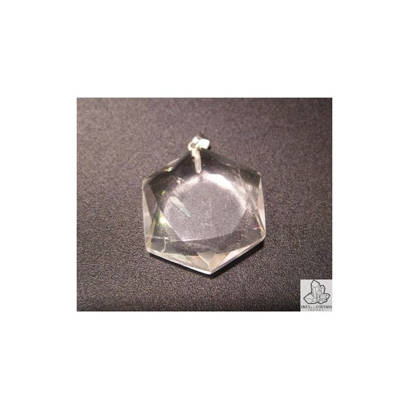 Colgante forma geométrica Hexagonal Cuarzo Blanco