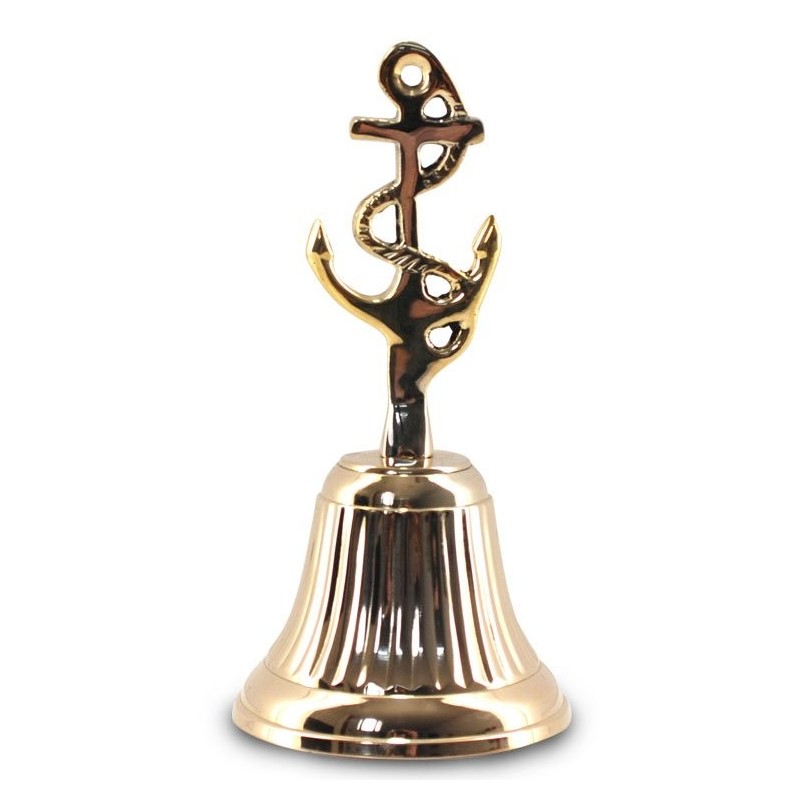 Campana Antigua Dorada Ancla 15 cm